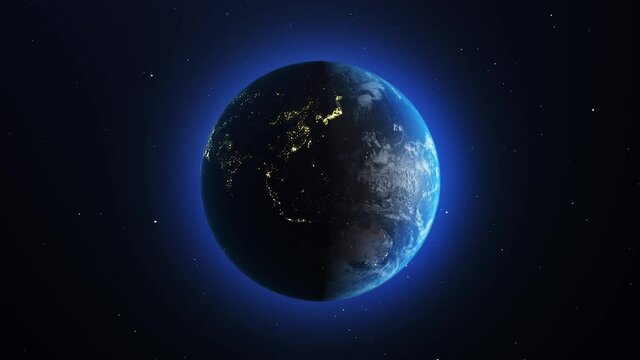 4k Beautiful Globe. Planet earth from space. Planet earth rotating animation. Clip contains space, planet, galaxy, stars, cosmos, sea, earth, sunset, globe. 