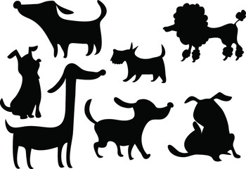 vector dog symbol sign icon black and white set