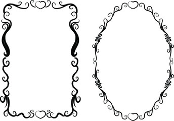 vector line oval square rectangle border frame set