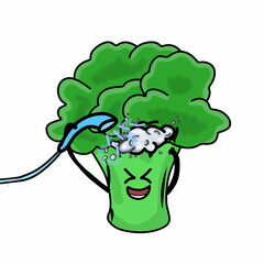 Shower Cute broccoli character vector template design illustration