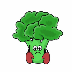 Boxer Cute broccoli character vector template design illustration