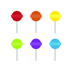 A set of cute and colorful lollipop icon illustrations.