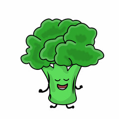 Cute broccoli character vector template design illustration