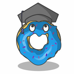 Graduate cute donuts character vector template design illustration