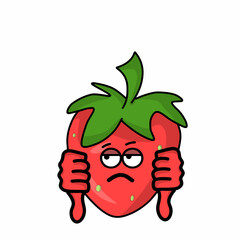 Thumb down cute character strawberry vector template design illustration