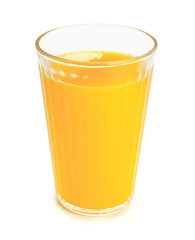 Glass of fresh mango juice on white background