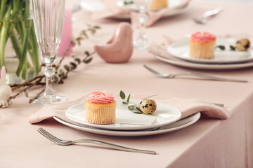 Beautiful table setting for Easter celebration