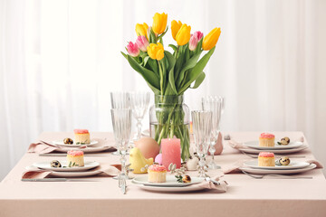 Beautiful table setting for Easter celebration