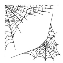 Spider web corners for Halloween designs. Spiderweb corners isolated in white background. Outline vector illustration