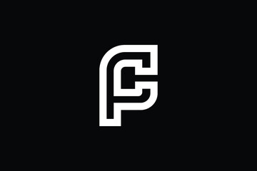 PC logo letter design on luxury background. CP logo monogram initials letter concept. FC icon logo design. CF elegant and Professional letter icon design on black background. FC CF PC CP