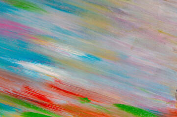 abstract creative background: light bright chaotic spots of oil paint on linen canvas before tone priming