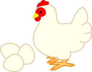 シンプルな鶏と卵のイラスト