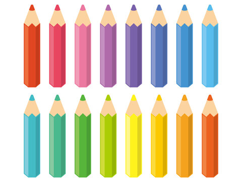 カラフルな色鉛筆のイラスト