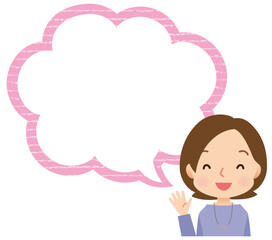 若い女性　ふきだし　口コミ　主婦　母親
