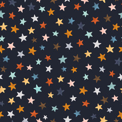 Beautiful seamless pattern with watercolor colorful stars. Stock illustration.