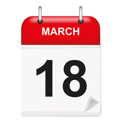 March 18, Calendar Icon