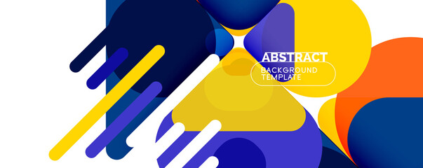 Flat geometric round shapes and dynamic lines, abstract background. Vector illustration for placards, brochures, posters and banners