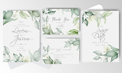 Watercolor and Greenery Wedding Invitation stationery