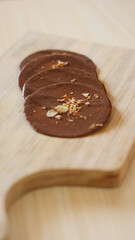 Chocolate Cookies on wooden plate