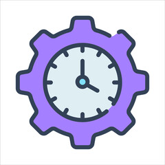 time management color outline icon, business and finance icon.