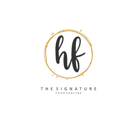 Fototapeta premium HF Initial letter handwriting and signature logo. A concept handwriting initial logo with template element.
