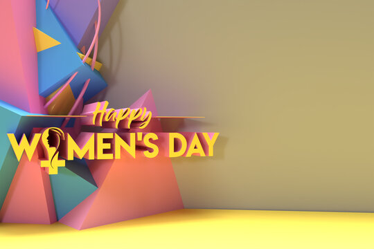 8 march Happy Women's Day with Space of Your Text 3D Render Illustration Design.