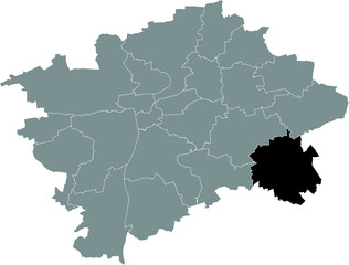 Black location map of the Praguian Praha 22 municipal district insdide black Czech capital city map of Prague, Czech Republic