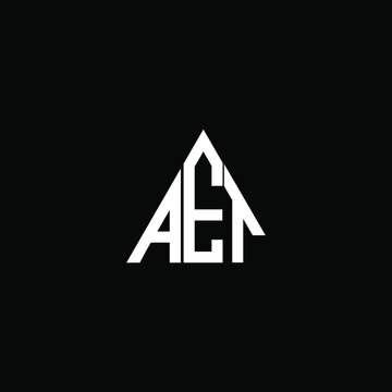 A E T letter logo abstract design on black color background. aet alphabet