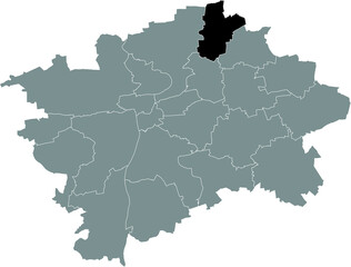 Black location map of the Praguian Praha 18 municipal district insdide black Czech capital city map of Prague, Czech Republic
