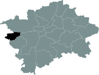 Black location map of the Praguian Praha 17 municipal district insdide black Czech capital city map of Prague, Czech Republic