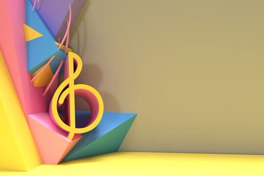 3D Render Abstract Music Note Banner Flyer Poster 3D illustration Design.