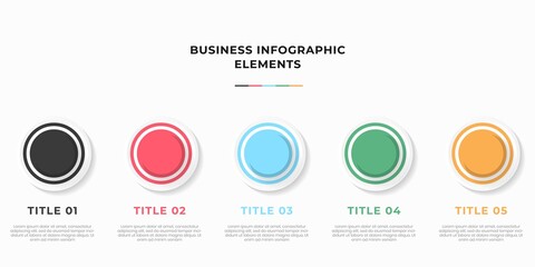Presentation business infographic template with 5 options or steps. Modern infographic design template. Creative concept of five stages of business project