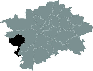 Black location map of the Praguian Praha 13 municipal district insdide black Czech capital city map of Prague, Czech Republic
