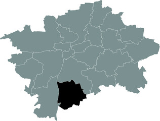 Black location map of the Praguian Praha 12 municipal district insdide black Czech capital city map of Prague, Czech Republic