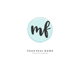 MF Initial letter handwriting and signature logo. A concept handwriting initial logo with template element.