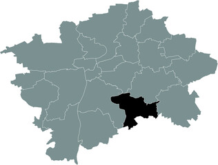 Black location map of the Praguian Praha 11 municipal district insdide black Czech capital city map of Prague, Czech Republic