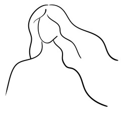 Beautiful girl outline stroke, simple fashion illustration, flat vector