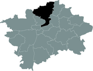 Fototapeta na wymiar Black location map of the Praguian Praha 8 municipal district insdide black Czech capital city map of Prague, Czech Republic