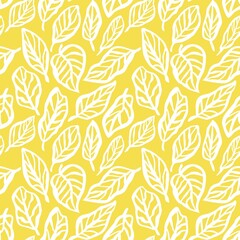 print hand drawn leaves pattern o yellow