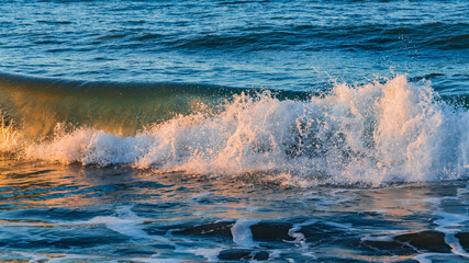 Splashing waves on the beach