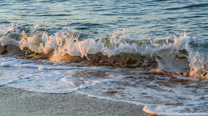 Splashing waves on the beach