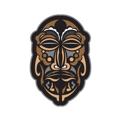 Tiki mask in Samoan style. Good for t-shirt, cups, phone cases. Isolated. Vector illustration.