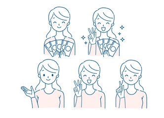 収入の得た女性のイラスト