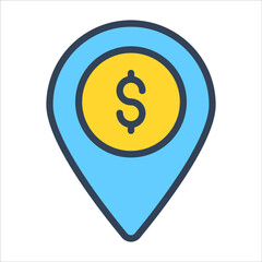 money location color outline icon, business and finance icon.