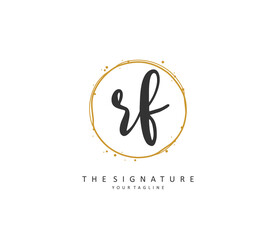 RF Initial letter handwriting and signature logo. A concept handwriting initial logo with template element.