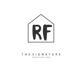 RF Initial letter handwriting and signature logo. A concept handwriting initial logo with template element.