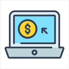pay per click color outline icon, business and finance icon.