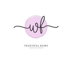 WF Initial letter handwriting and signature logo. A concept handwriting initial logo with template element.