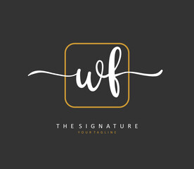 WF Initial letter handwriting and signature logo. A concept handwriting initial logo with template element.