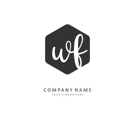 WF Initial letter handwriting and signature logo. A concept handwriting initial logo with template element.